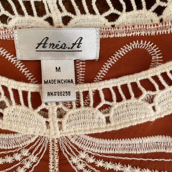 Ania A burnt Orange Embroidered Boho Bell Sleeve Blouse Top - Picture 6 of 6